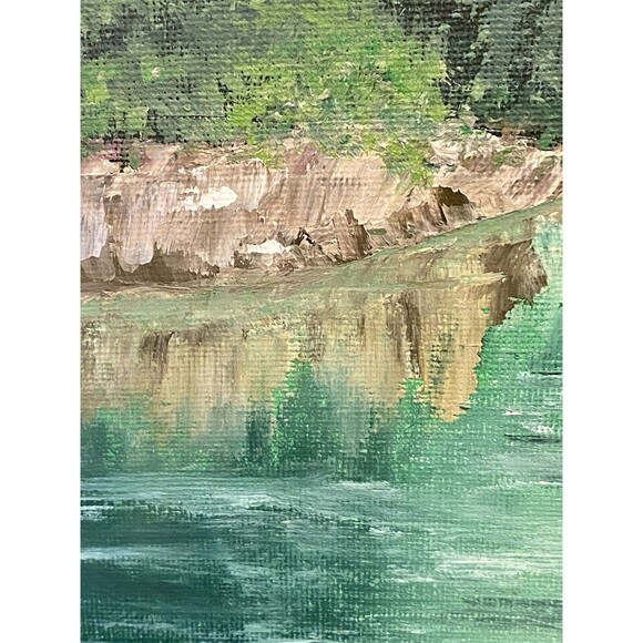 Mountain Landscape Painting Original Art Lake National Park OIL Wall Art IMPASTO - Picture 5 of 10